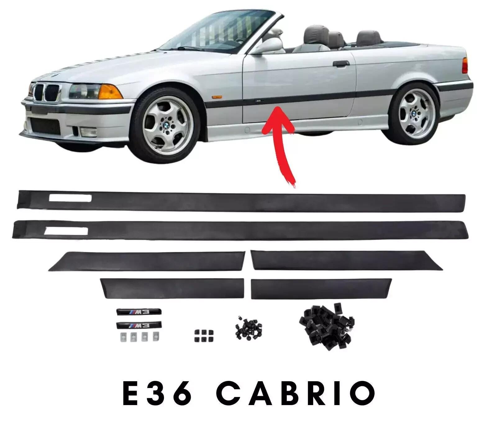 Body Side Molding Door Trim For BMW E36 M3 Cabrio 2Door 1992-1998 – Black Matte – Clip-On – Made In Türkiye