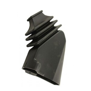 May include: A black rubber boot, possibly for a vehicle part, with an accordion-like design. The top section has a ridged, bellows shape, and the base is flared and angled. The background is plain white.