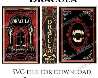 Dracula inspired book cover art- svg and png digital download- bookbinding!