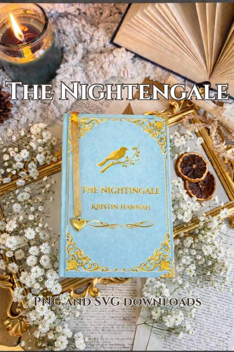 The Nightingale inspired book cover art- svg and png digital download… perfect for your next bookbinding adventure! image 1