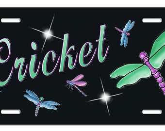 Ladybug Sweetie On Black Black Auto License Plate Personalize Any Name-Text