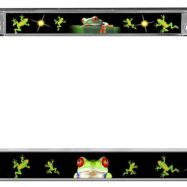 Frogs Auto License Plate Frame Personalize With Text Or No Text Gifts Green Frog Plate Holder