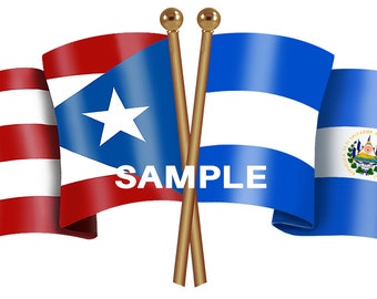 Puerto Rico El Salvador Unity Flags Digital Download Latino PNG High Quality Digital File