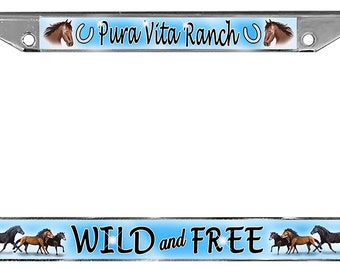 Horse License Plate Frame Flowers Gifts Girls Ladies Plate Holder Horses Many Color Backgrounds Plate Holder Equine