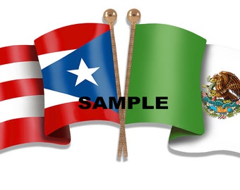 Puerto Rico Mexico Unity Flags Digital File Download Puerto Rican Mexican Latino PNG File High Quality