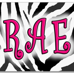 Zebra Design Motorcycle Size License Plate Any Text-Name In Any Color Personalize Gifts 4&quot; x 7&quot; Bikes Trikes ATV Jungle Exotic