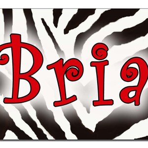 Zebra Jungle Design Tiara Bicycle License Metal Plate Gifts For Children Girls Ladies Personalize in Any Color Exotic 2.75 x 4.5 image 4