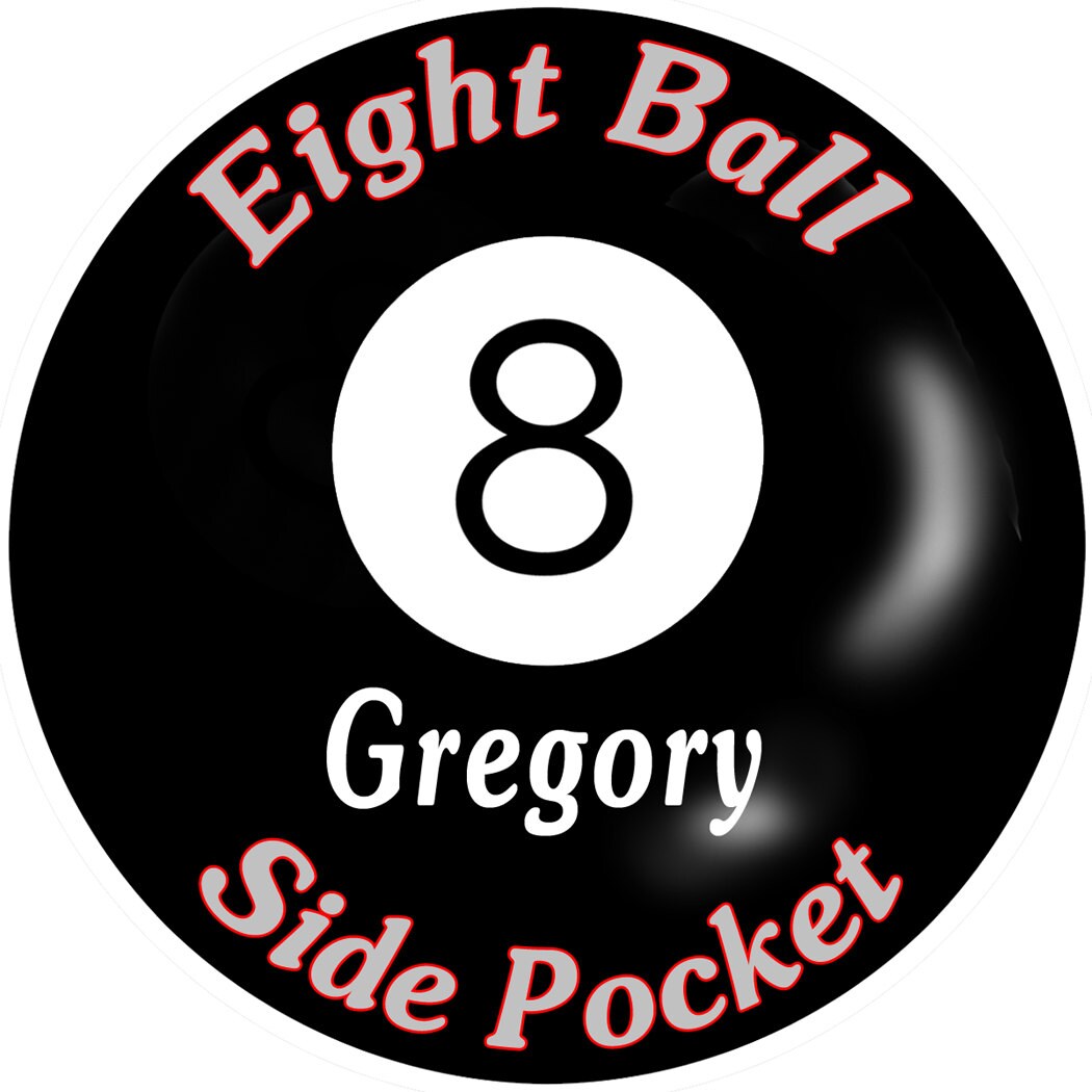 2 Billiards Pool Vinyl Decals Bumper Stickers 4" Personalize Any Name Text Color 
