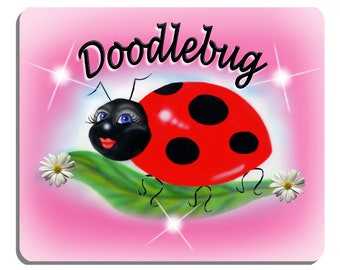 Personalize Ladybug Mouse Pad Sweetie Custom Gifts Office Computer Girls Ladies Teens Ladybugs 1/4" Thick Mouse Mat