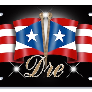 Puerto Rico Unity Flags Auto License Plate Personalize Gifts Any Name  Or Text Many Color Backgrounds Latino Puerto Rican