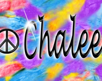 Peace Sign Tie Dye Hippie License Name Plate Metal Custom Personalized Gifts Girls Boys Teens 3 Sizes Bikes Scooters Motorcycles Small Toys
