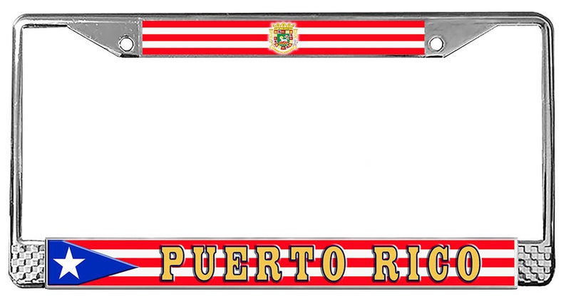 Black License Plate Frame – Puerto Rican Princess Design, Puerto Rico Flag Theme