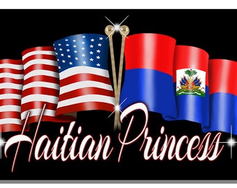 Bicycle License Plate USA & Haitian Unity Flags Custom Metal Personalized Ladies Men Many Colors Haiti Metal 2.75" x 4.5"