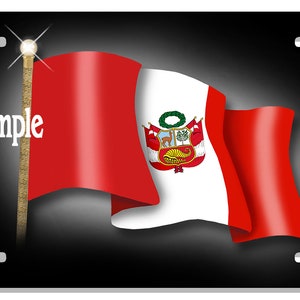 Peru National Flag Auto License Plate Personalize Gifts Latino Peruvian 6&quot; x 12&quot;