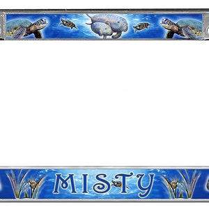 Manatees Sea Turtles And Clams Auto License Plate Frame Personalize With Any Text Gifts Girls Ladies Men Plate Holder TXT Sea Cow Ocean
