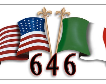 Un autocollant en vinyle avec les drapeaux des États-Unis et de l'unité italienne 15 x 30 cm à personnaliser, cadeaux en plusieurs couleurs, maman, papa, Italie