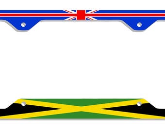 thumbnail image 2 of Proud Jamaican American License Plate Frame - Chrome Metal With Jamaican Flag 2 of 6