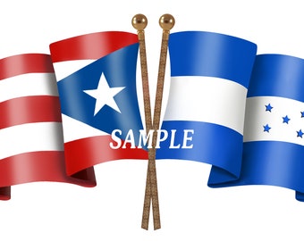 Puerto Rico Honduras Unity Flags Digital Download Latino PNG High Quality Digital File