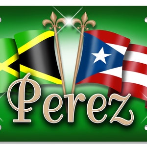 Jamaïque Porto Rico Unity Flags Plaque d'immatriculation automatique Personnaliser les cadeaux n'importe quel nom ou texte De nombreuses couleurs Latino Hispanique Jamaïcain Île Rican image 8