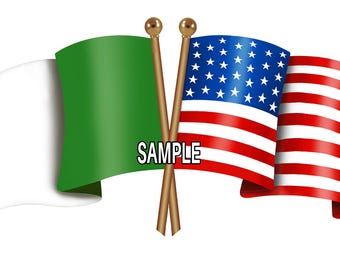 Italian American Unity Flags Digital Download Italy USA Latino PNG High Quality Digital File