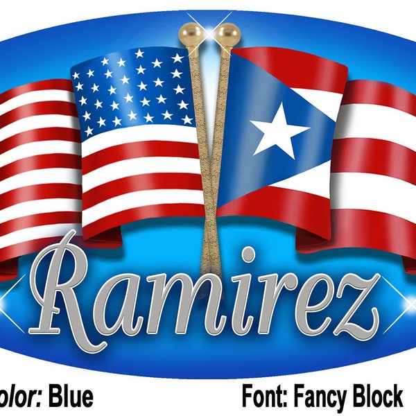 Puerto Rico USA Unity Flags Vinyl Oval Decal Bumper Sticker Sizes Small To Large Personalize Gifts Many Colors Puerto Rican Latino