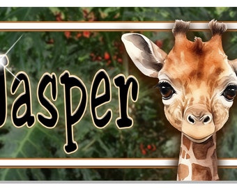 Bicycle License Plate Giraffe Name Plate Custom Personalize Children Small Bike Plate Medium Bicycle Name Plate Cyclist Motorcycle