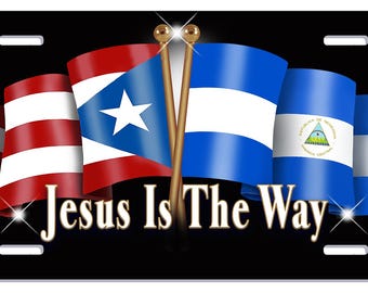 Puerto Rico Nicaragua Unity Flags Auto License Plate Personalize Gifts Hispanic  Latino