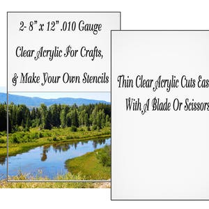 2 Clear Thin Plastic Sheet Easy To Cut .010 Gauge 8&quot; x 12&quot; For Hobbies Crafts Make Stencils And Templates Protect Your Artwork
