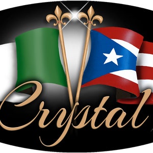 Puerto Rico & Italian Unity Flags Vinyl Oval Decal Bumper Sticker Mega Sizes Personalize Gifts Many Colors Mom Dad Puerto Rican Latino Italy