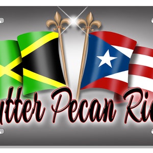 Jamaïque Porto Rico Unity Flags Plaque d'immatriculation automatique Personnaliser les cadeaux n'importe quel nom ou texte De nombreuses couleurs Latino Hispanique Jamaïcain Île Rican image 4