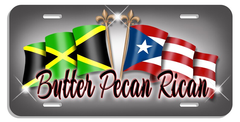 Jamaïque Porto Rico Unity Flags Plaque d'immatriculation automatique Personnaliser les cadeaux n'importe quel nom ou texte De nombreuses couleurs Latino Hispanique Jamaïcain Île Rican image 4