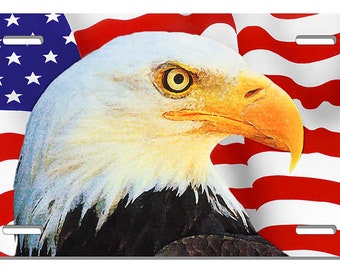 Red, White, And Blue Eagles Auto License Plate Personalize American Patriotic