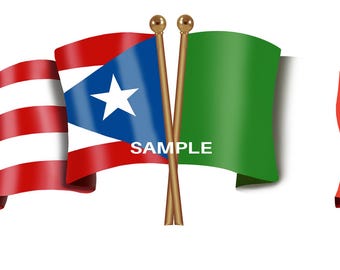 Italian Puerto Rico Unity Flags Digital Download Latino PNG High Quality Digital File