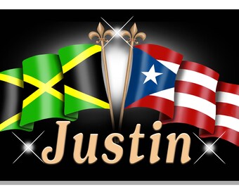 Bicycle License Plate Jamaica Puerto Rico Unity Flags Metal Custom Personalize Gifts Children Teens Men Ladies Any Name Or Text 2.75" x 4.5"