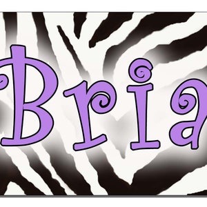 Zebra Jungle Design Tiara Bicycle License Metal Plate Gifts For Children Girls Ladies Personalize in Any Color Exotic 2.75 x 4.5 image 3