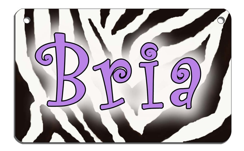 Zebra Jungle Design Tiara Bicycle License Metal Plate Gifts For Children Girls Ladies Personalize in Any Color Exotic 2.75 x 4.5 image 3