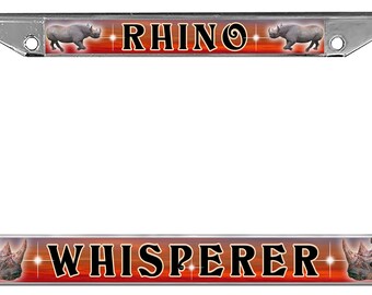 Rhinoceros Rhinos Auto Size License Plate Frame Jungle Animals Extinction 2 Colors