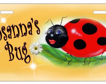 Ladybug Bicycle License Name Plate Metal Gifts For Ladies Teens Girls Children Custom Personalize Many Colors and Sizes