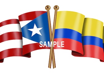 Puerto Rico Columbia Unity Flags Digital Download Latino PNG High Quality Digital File