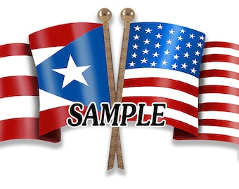 Puerto Rican American Unity Flags Digital  Download Puerto Rico USA Latino PNG High Quality Digital File