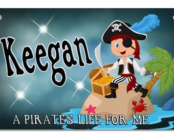 Bicycle License Plate Pirate Buccaneer Metal Custom Personalize Gifts Children Teens Boys Girls Any Name Or Text 2.75" x 4.5"