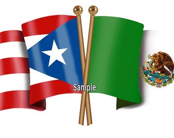 Mexico Puerto Rico Unity Flags Digital File Download Puerto Rican Mexican Latino PNG File High Quality