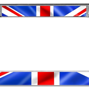 British Flag License Plate Frame Personalize Gifts B&W Or Color Ladies Men Plate Holder England Union Jack Flag Frame Silver Color