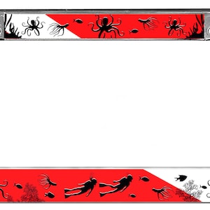 Scuba Flag With Octopus Auto License Plate Frame Personalize Gifts Men Ladies Auto Car Accessories Divers Diving