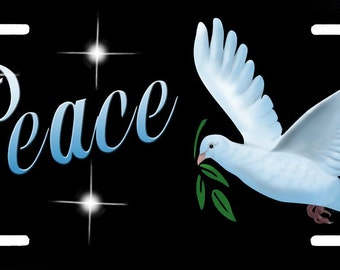 Dove Of Peace Auto License Plate Personalize Gifts Girls Ladies Any Name Or Text In Any Color