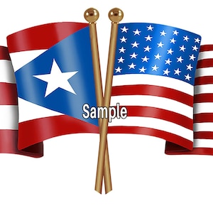 Puerto Rican American Unity Flags Digital  Download Puerto Rico USA Latino PNG High Quality Digital File