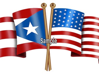 Puerto Rican American Unity Flags Digital  Download Puerto Rico USA Latino PNG High Quality Digital File