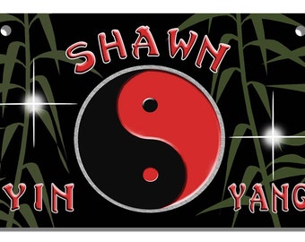 Bicycle License Plate Yin Yang Metal Custom Personalized Gifts Girls Boys Teens Ladies Men Bikes Tai Chi Perfect Balance Taoism 2.75" x 4.5"