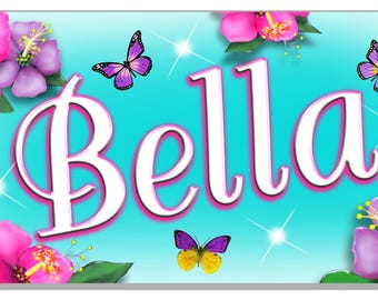 Flowers Hibiscus Bicycle Name Plate Custom Personalize 3 Sizes Children Small Bike Teen Bicycle Name Plate Cyclists Motorcycles ATVs