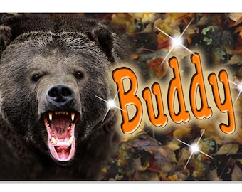 Black Bear & Camouflage Bicycle License Plate  Metal  Custom Personalized Gifts Girls Boys Teens Camo Hunting Hunters 2.75 x 4.5"